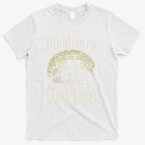 Cute Nightmare Before Coffee Halloween Funny Mug Gift T-Shirt - White