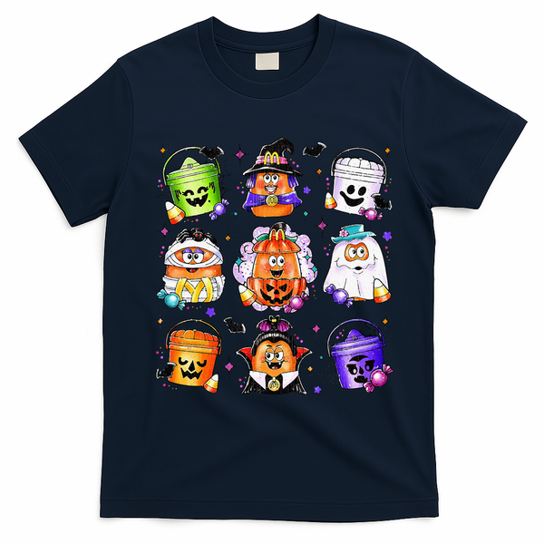 Chicken Nuggets Pumpkin Halloween 90S Vintage T-Shirt - Navy Blue