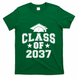 Class Of 2037 Grow With Me First Day Of School Graduation T-Shirt - Green