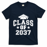 Class Of 2037 Grow With Me First Day Of School Graduation T-Shirt - Navy
