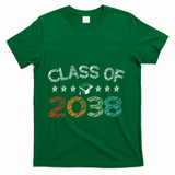 Class Of 2038 Grow With Me First Day School T-Shirt - Green