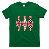 Cute Pink Bow Pencil Students Teachers Back To School T-Shirt - Irish Green