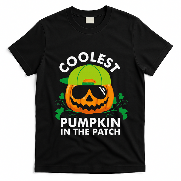 Coolest Pumpkin In The Patch Pumpkin Halloween T-Shirt - Black