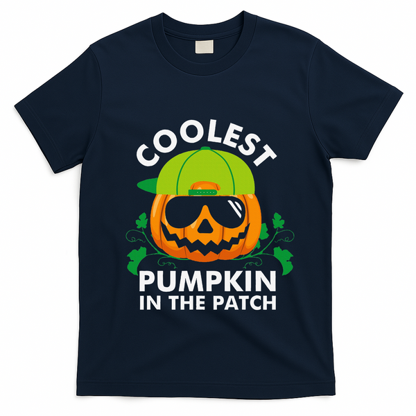 Coolest Pumpkin In The Patch Pumpkin Halloween T-Shirt - Navy Blue
