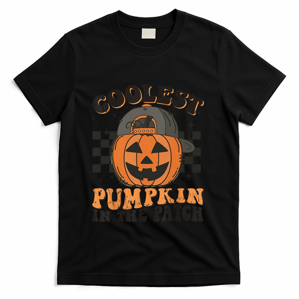 Coolest Pumpkin In The Patch Halloween Funny Gift T-Shirt - Black