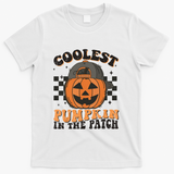 Coolest Pumpkin In The Patch Halloween Funny Gift T-Shirt - White