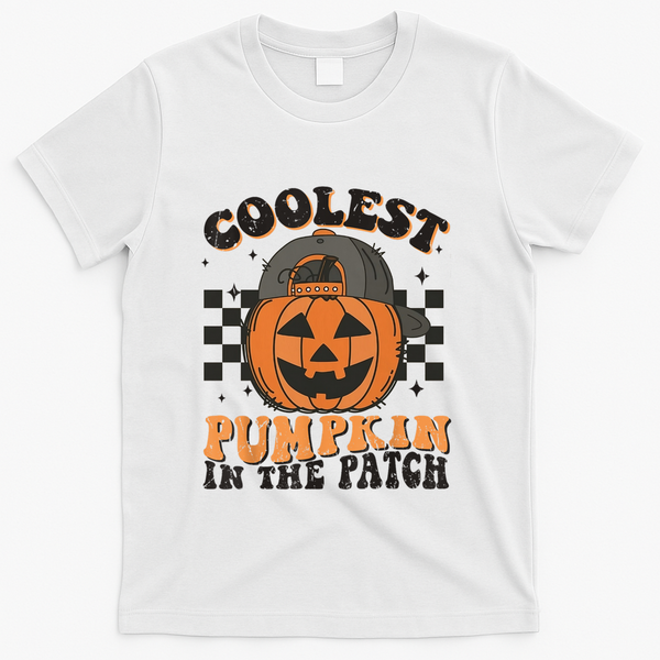Coolest Pumpkin In The Patch Halloween Funny Gift T-Shirt - White