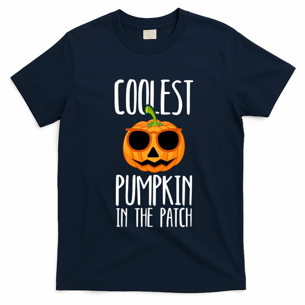 Coolest Pumpkin In The Patch Funny Halloween Party Cute T-Shirt - Navy Blue
