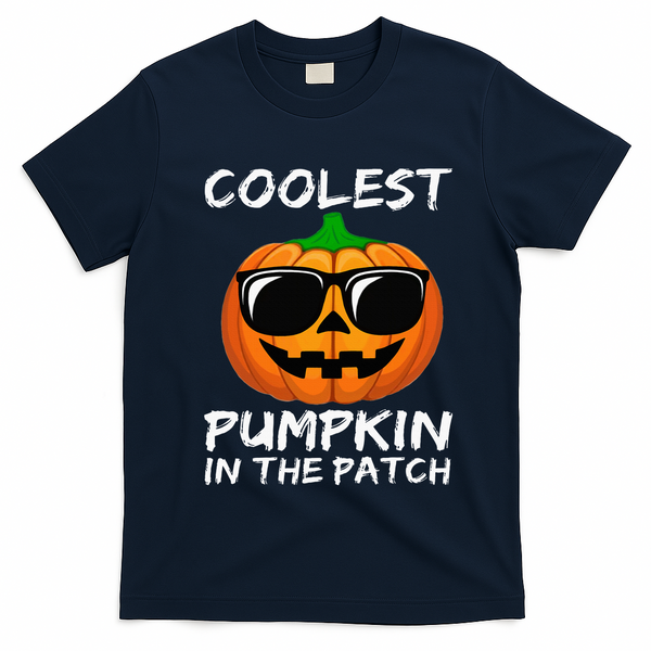 Coolest Pumpkin In The Patch Funny Halloween T-Shirt - Navy Blue