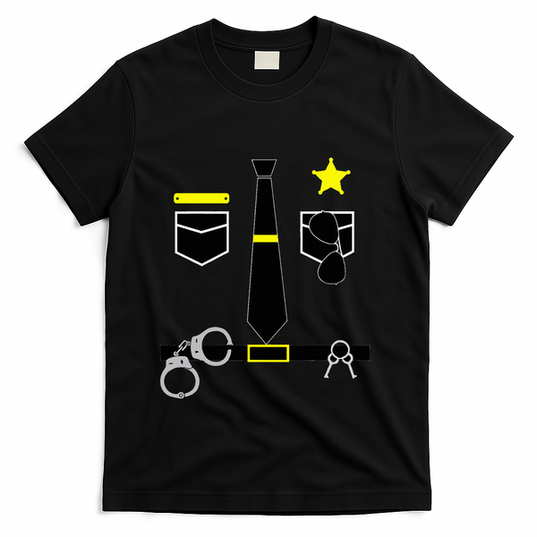 Cool Police Officer Costume Cop Policeman T-Shirt - Black