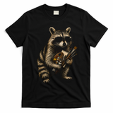 Cool Raccoon Artist with Palette and Brushes T-Shirt - Black