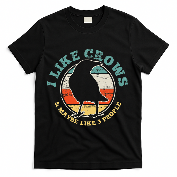 Crow Raven Funny Vintage Gift T-Shirt - Black