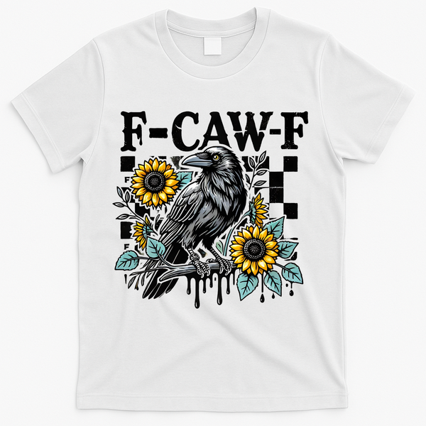 Crow Raven F-CAW-F Funny Halloween T-Shirt - White