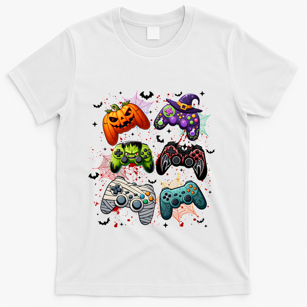 Cool Retro Halloween Gaming Controllers T-Shirt - White