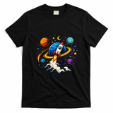 Cute Rocket Launching Into Space Adventure Gift T-Shirt - Black