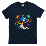 Cute Rocket Launching Into Space Adventure Gift T-Shirt - Navy Blue