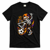 Cool Skeleton Soccer Player Halloween T-Shirt - Black