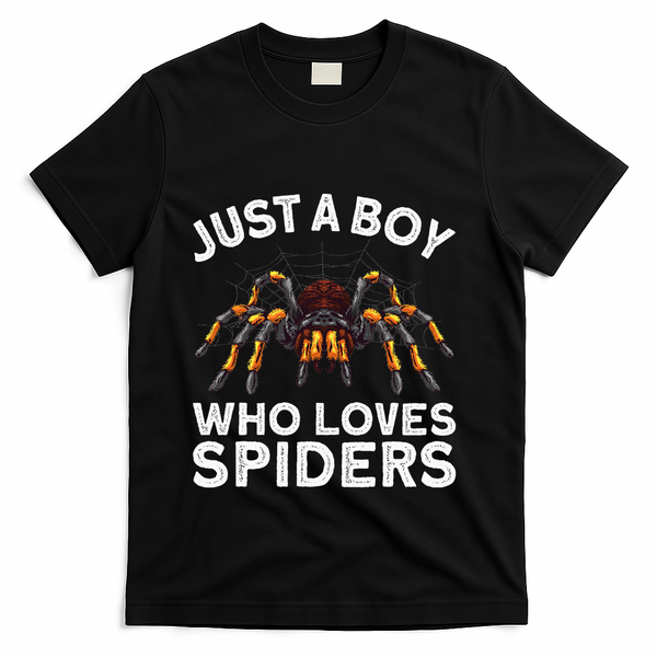Cute Spider Spider Web Tarantula Arachnid T-Shirt - Black