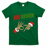 Christmas Six Seven Skeleton Santa 67 Funny X-Mas T-Shirt - Irish Green
