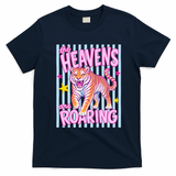 Colorful Tiger Heavens Roaring Quote Retro T-Shirt - Navy Blue