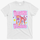Colorful Tiger Heavens Roaring Quote Retro T-Shirt - White