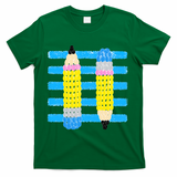 Coastal Teacher Pencils Stripes Back To School Gift T-Shirt - Green