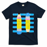 Coastal Teacher Pencils Stripes Back To School Gift T-Shirt - Navy