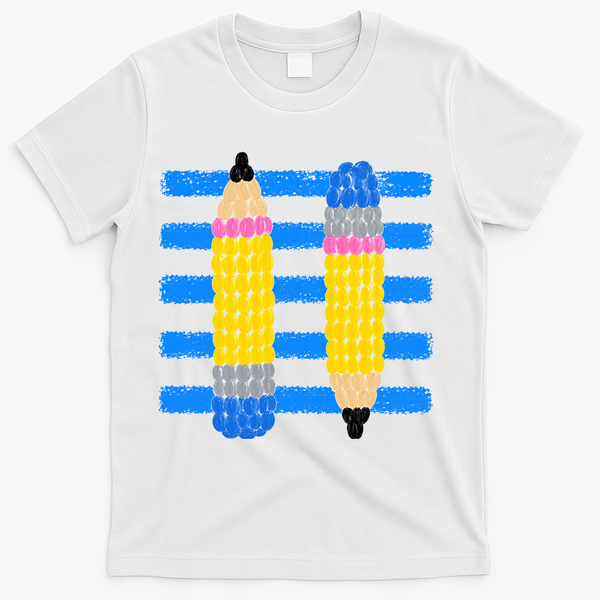Coastal Teacher Pencils Stripes Back To School Gift T-Shirt - White