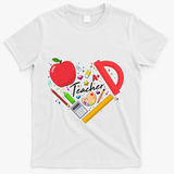 Cute Teacher School Tools Heart T-Shirt - White