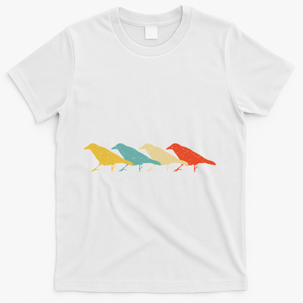 Crow Vintage Retro Raven Bird Lover 60s 70s Gift T-Shirt - White