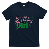 Cute Witch Birthday Girl Pink And Green T-Shirt - Navy