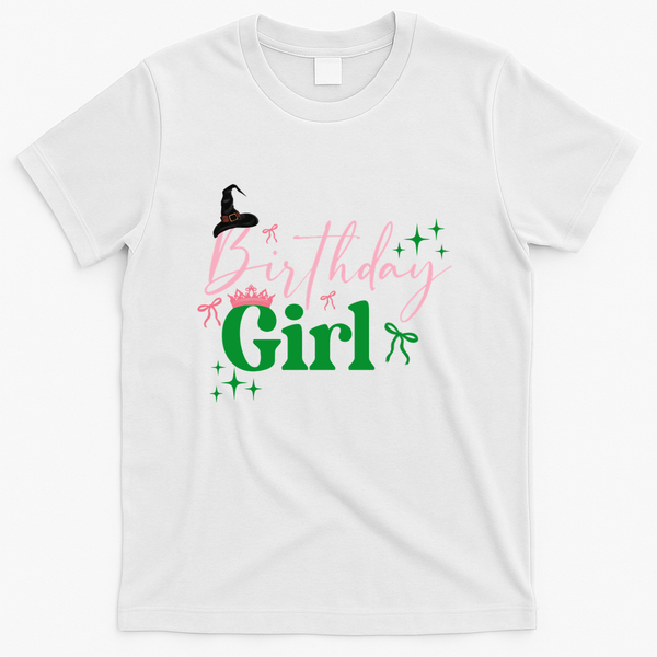 Cute Witch Birthday Girl Pink And Green T-Shirt - White
