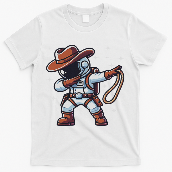 Dabbing Astronaut Cowboy Space Halloween Costume T-Shirt - White