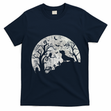Dachshund And Moon Halloween Dachshund Lovers Pet Owner T-Shirt - Navy Blue