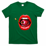 Disco Cherry In Red Lips Retro 80s Party T-Shirt - Irish Green