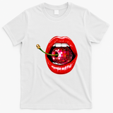 Disco Cherry In Red Lips Retro 80s Party T-Shirt - White