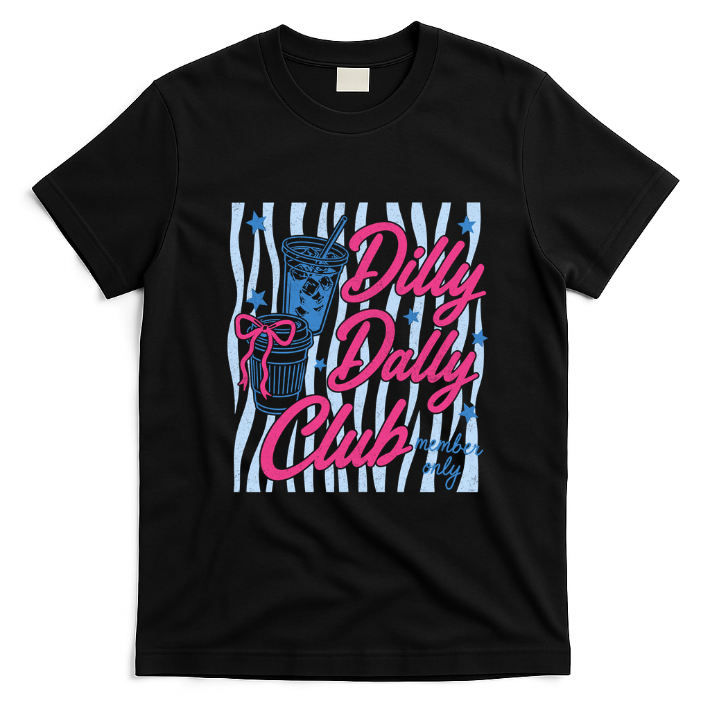 Dilly Dally Club Membership Retro T-Shirt - Black