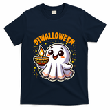 Diwalloween Diwali Halloween Fun Boo Ghost Lantern Deepavali T-Shirt - Navy