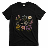 Dolly Floral Butterfly Flowers T-Shirt - Black