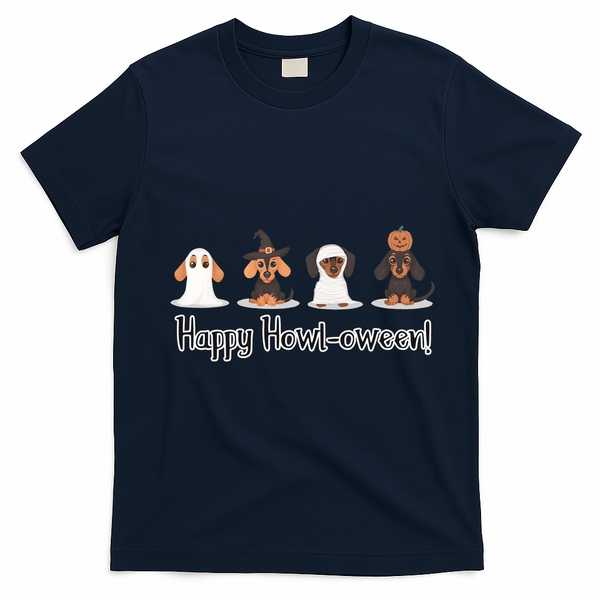 Dachshund Halloween Funny Witch Dog Lover Halloween Spooky Season T-Shirt - Navy Blue