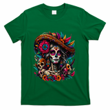De Los Muertos La Catrina Day Of The Dead Sugar Skull Women T-Shirt - Green