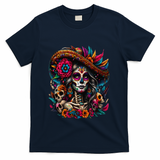 De Los Muertos La Catrina Day Of The Dead Sugar Skull Women T-Shirt - Navy