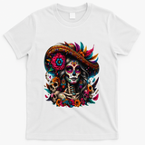 De Los Muertos La Catrina Day Of The Dead Sugar Skull Women T-Shirt - White