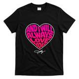 Dolly Slogan Always Love You Heart  T-Shirt - Black