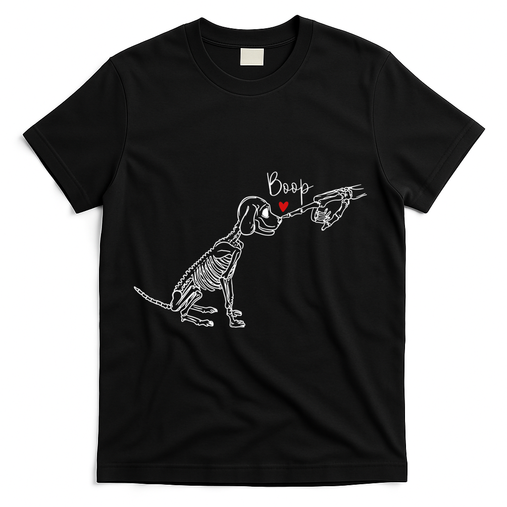 Dog Skeleton Boop Dog Funny Halloween Cool Gift T-Shirt - Black