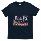 Dancing Skeletons Breast Cancer Awareness T-Shirt - Navy Blue