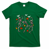 Dancing Skeleton Creepy Halloween Fall Autumn Season T-Shirt - Irish Green