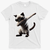 Dabbing Siamese Cat Pet Motif Cool Dab Animal Lover Gift T-Shirt - White