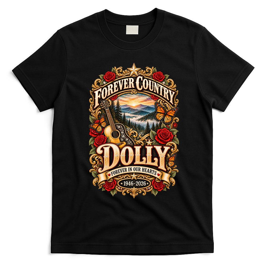 Dolly Tribute Forever Country 1946-2026  T-Shirt - Black
