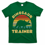 Dinosaur Trainer Halloween Costume Retro Sunset Dino Outline T-Shirt - Green